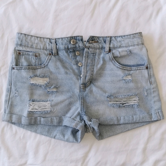 Forever 21 High Waisted Distressed Denim Shorts - Picture 1 of 3